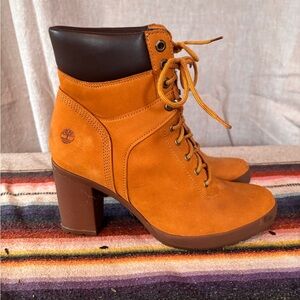 Timberland Women's Orange Heeled Lace-Up Boots